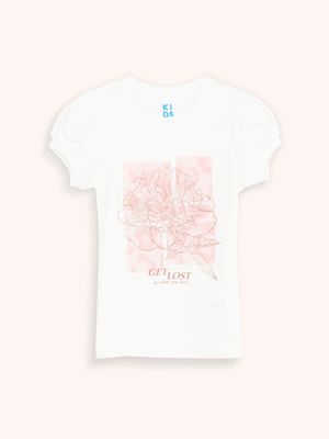 Camiseta Estampada Manga Aglobada para Niña 11694
