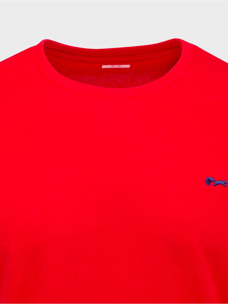 Camiseta Básica Roja Regular Fit para Hombre con bordado de ardilla