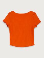 Camiseta Acanalada Naranja para Mujer parte trasera