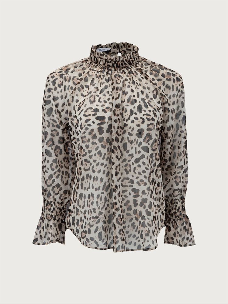 Blusa Leopardo con Volados para Mujer 27556