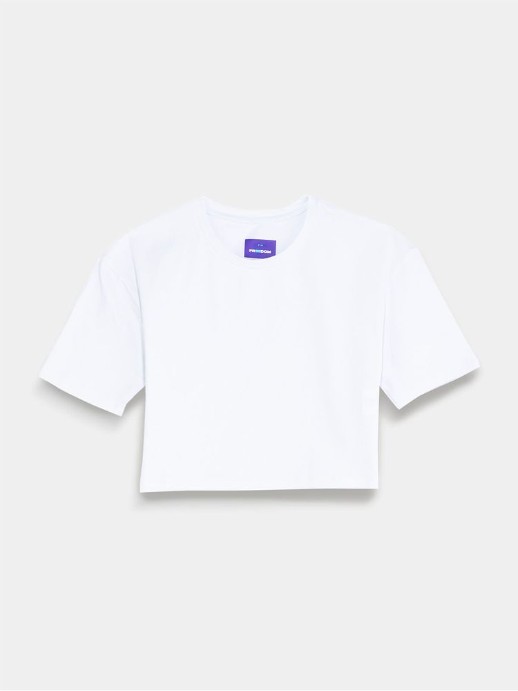 Camiseta Crop Unicolor para Mujer 02460