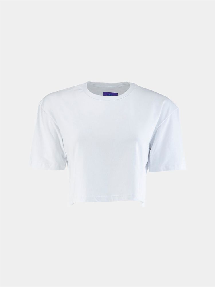 Camiseta Crop Unicolor para Mujer 02460