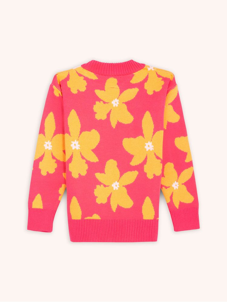 Suéter Tejido Diseño Flores para Niña 13280