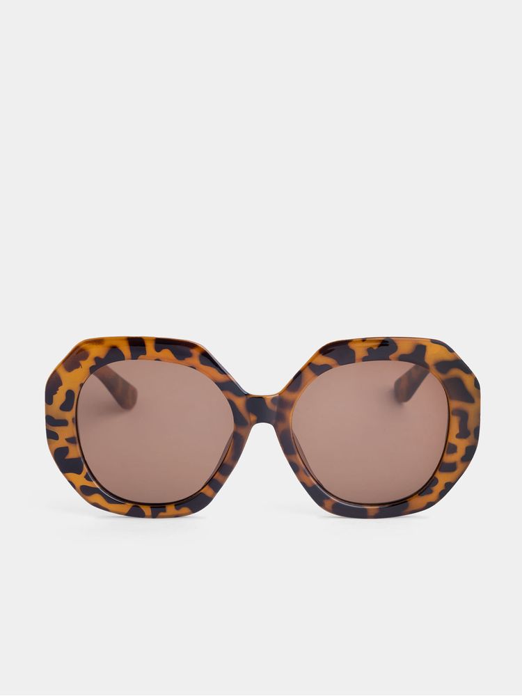 Gafas de Sol Ovaladas con Diseño de Montura en Animal Print 04039