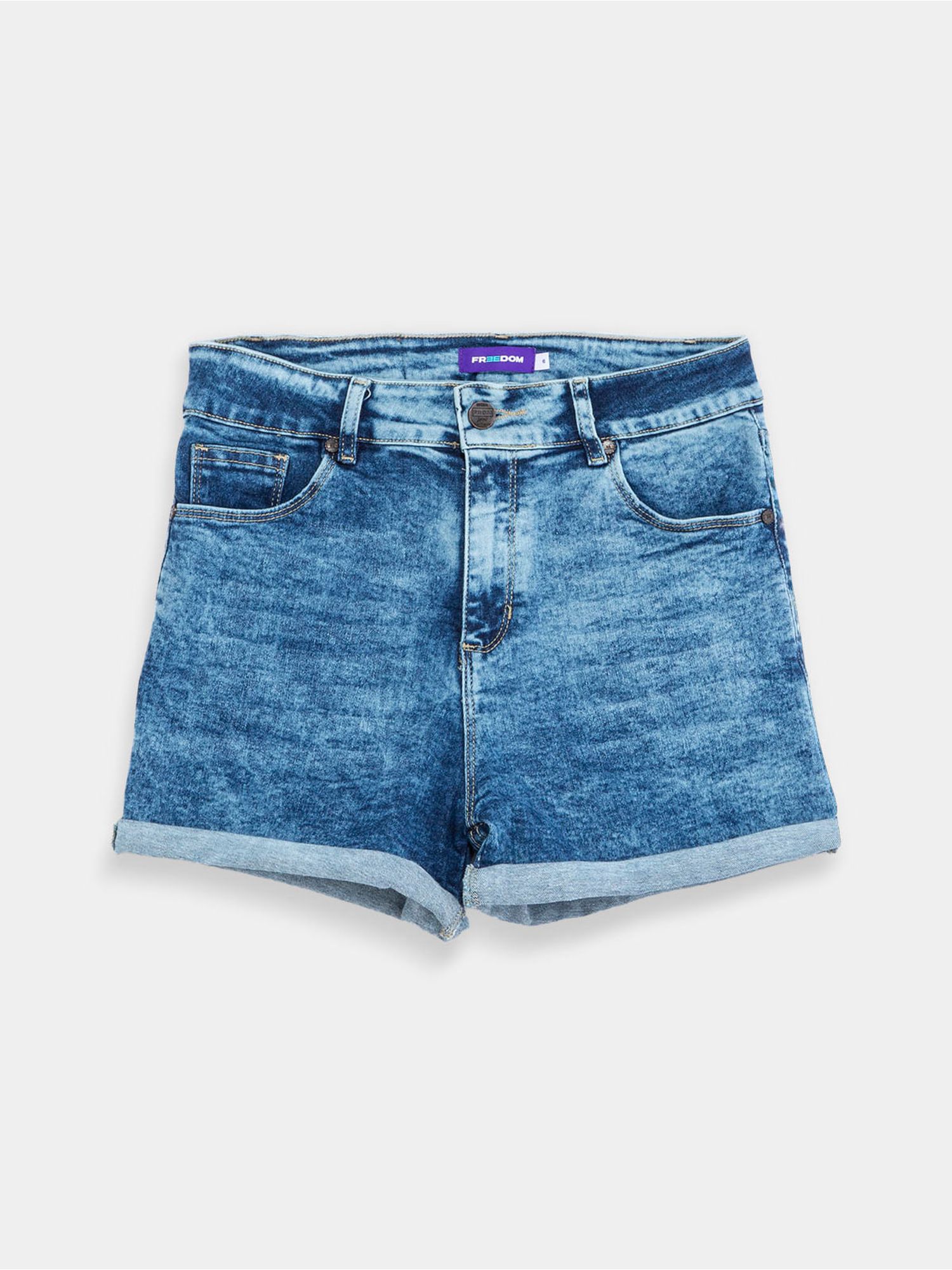 Short en Denim Tiro Alto Deslavado 02823 Freedom