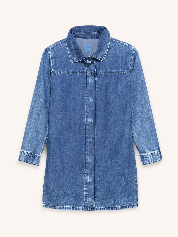 Vestido Denim con Charretera para Niña 13283