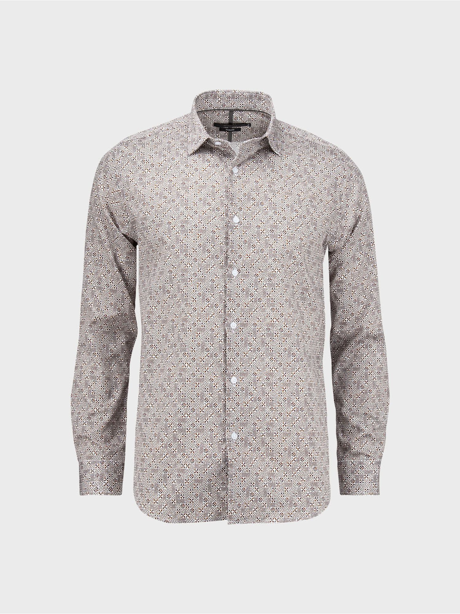 Camisa casual blanca estampada - Camisas de vestir Slim Fit