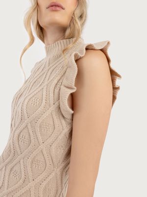 Camiseta Tejida Manga Corta con Olanes para Mujer 31022