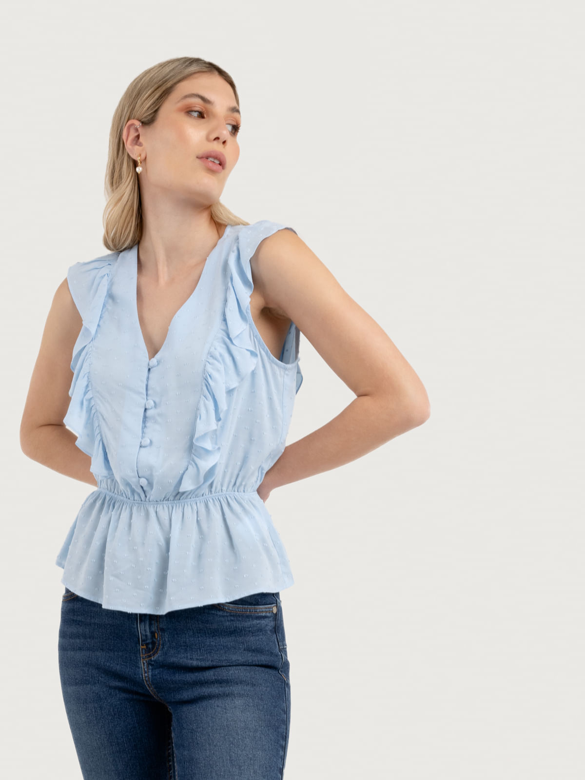 Blusa azul rey online mujer