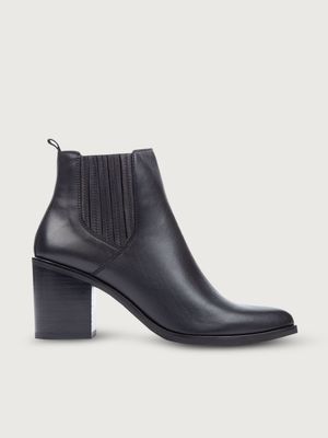 Botas Tacón Cuadrado Y Caña Baja en Cuero para Mujer 32168