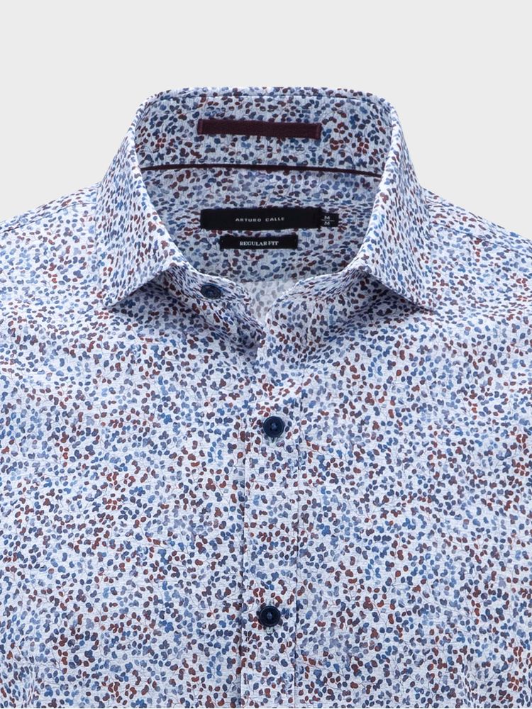 Camisa Business Estampada Manga Larga para Hombre 21688