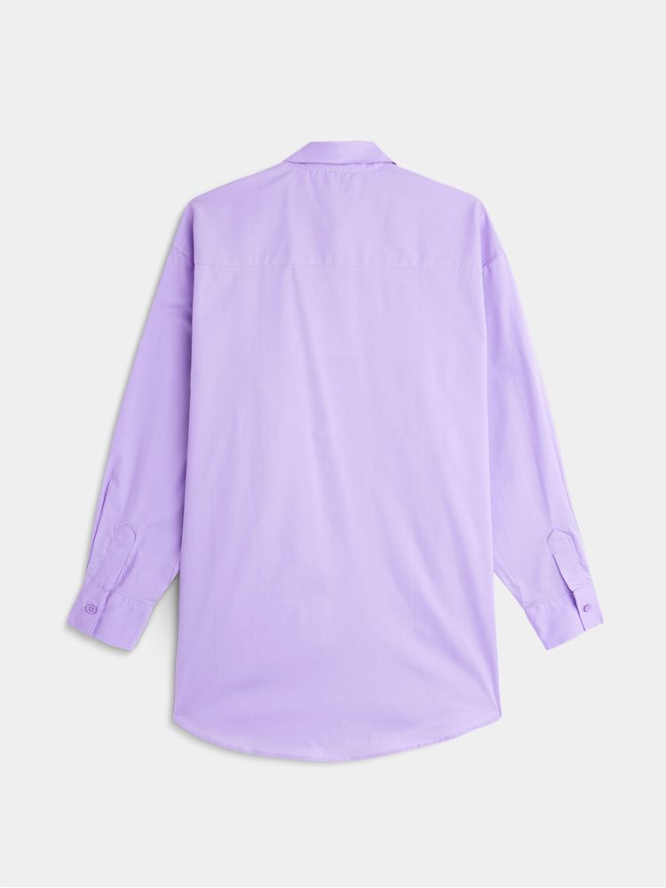 Camisa Manga Larga Unicolor Oversize para Mujer 04816