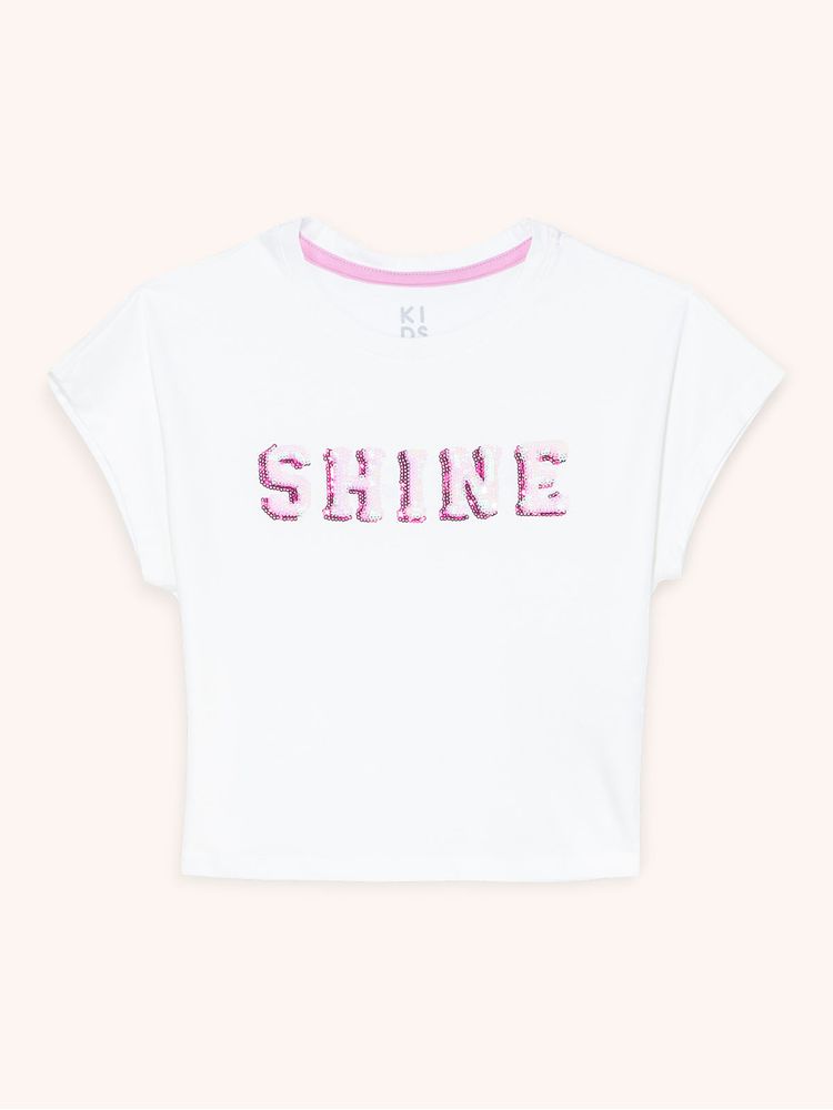 Camiseta Unicolor con Estampado en Frente para Niña 13925