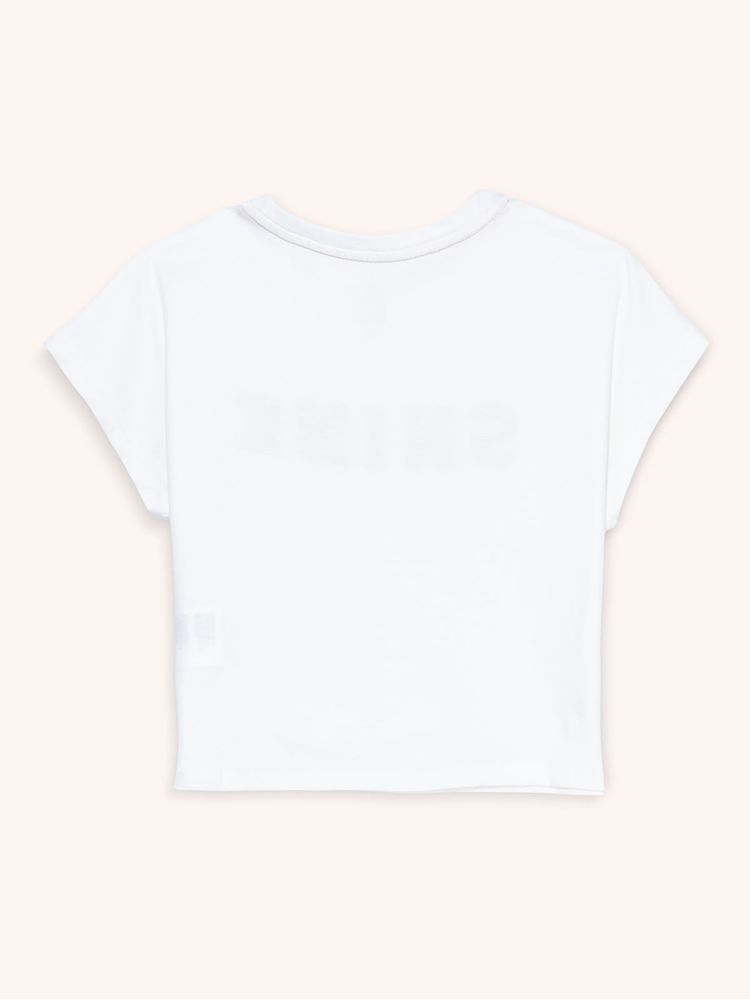Camiseta Unicolor con Estampado en Frente para Niña 13925