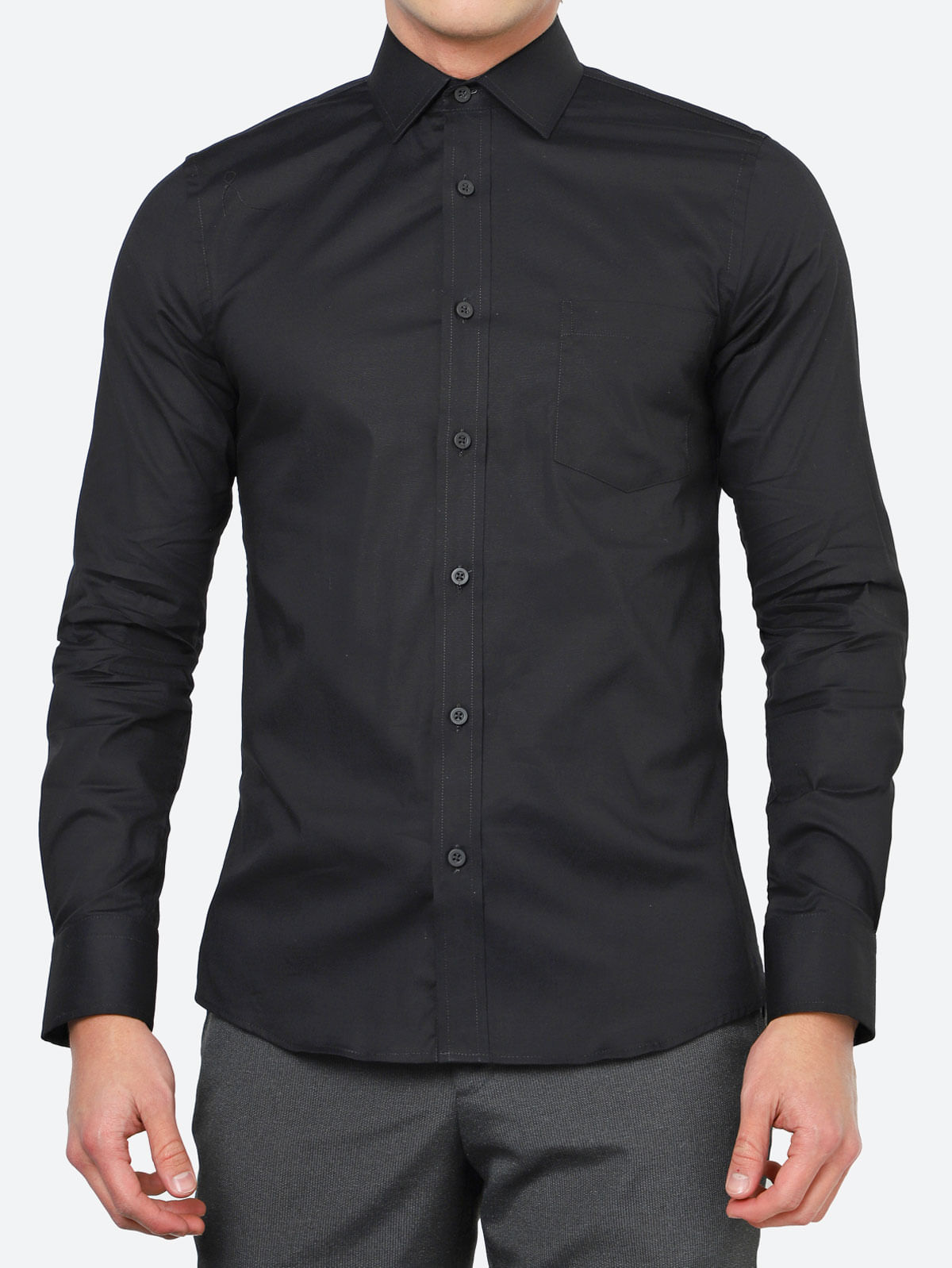 Camisa formal Slim Fit, Negro