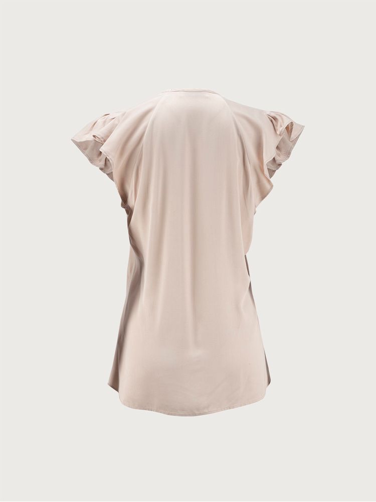 Blusa Escote en V con Volados en Manga 33876