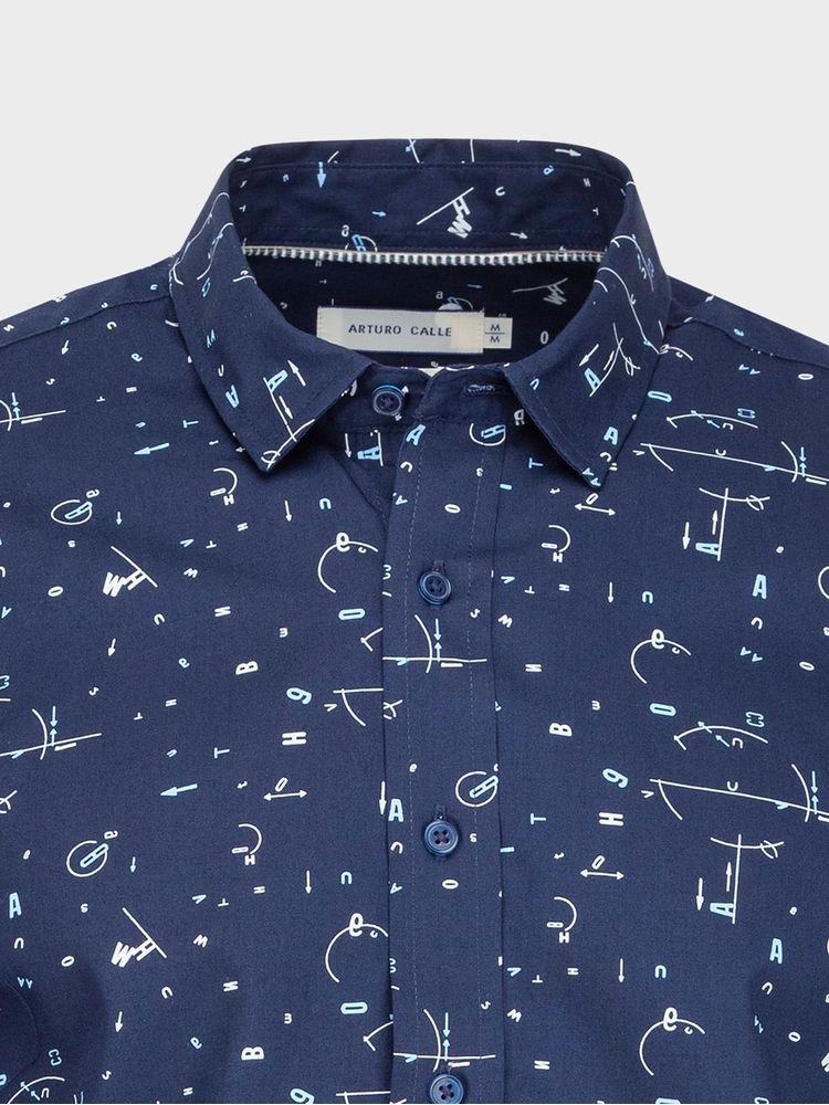 Camisa Estampada Manga Larga para Hombre 89245