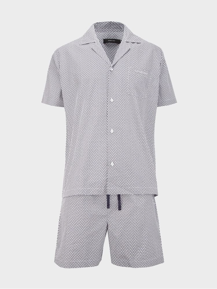 Set de Pijama Tejido Plano Manga Corta Pantalón Corto para Hombre 34774