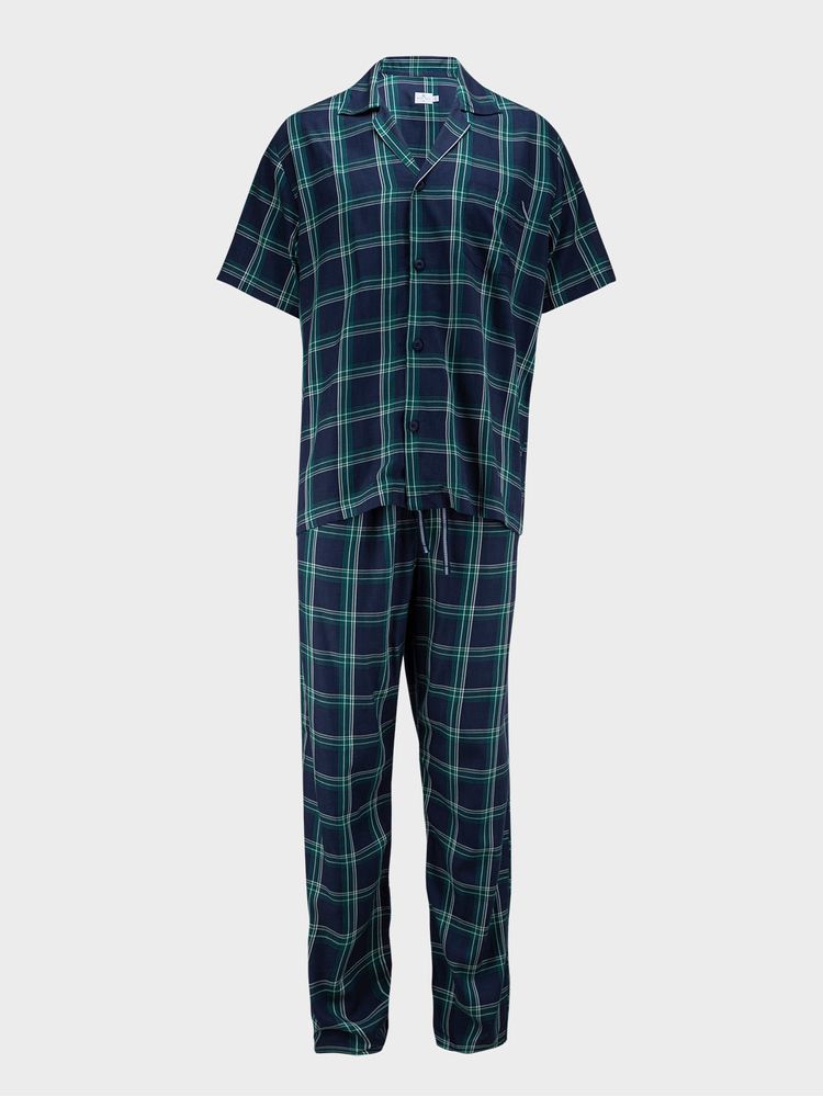 Set de Pijama Tejido Plano Manga Corta Pantalón Largo para Hombre 34779