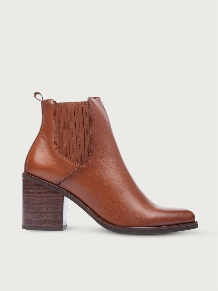 Botas Tacón Cuadrado Y Caña Baja en Cuero para Mujer 32168