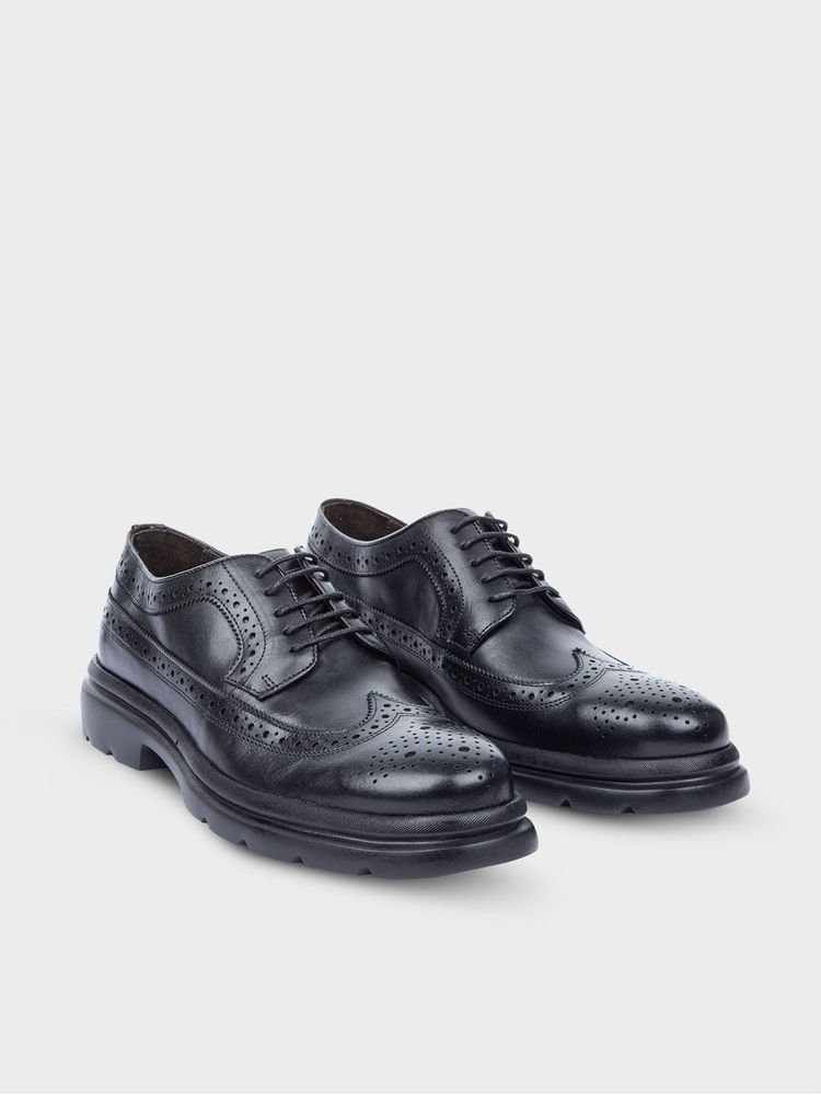 Zapato Business en Cuero con Brogue y Acabado Vintage 34626