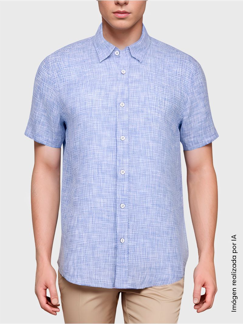 Camisa Lino Manga Corta para Hombre 36336