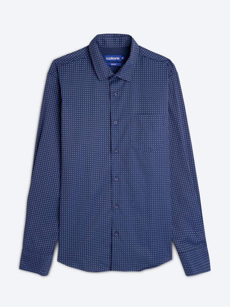Camisa Casual Estampada Manga Larga para Hombre 12471