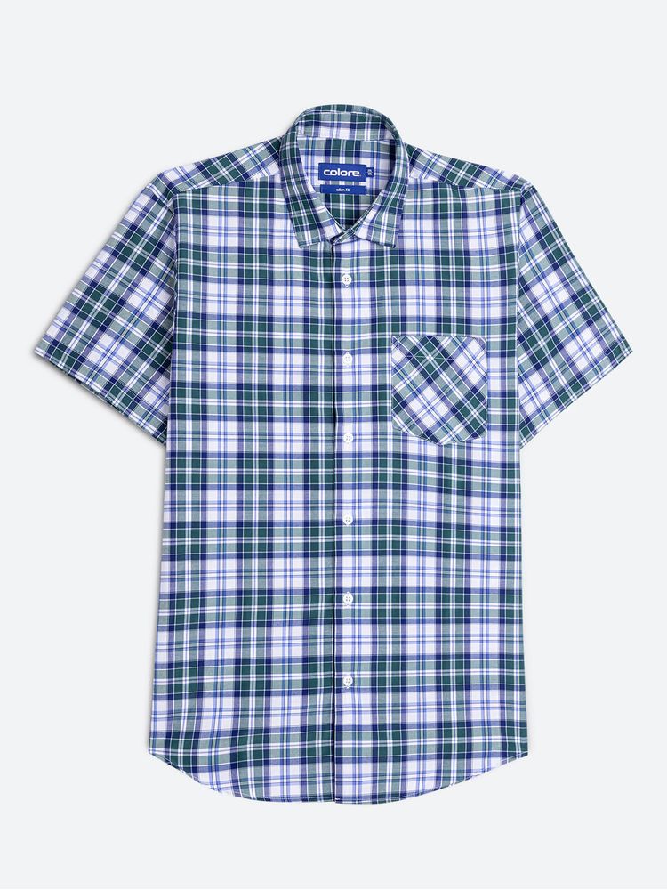 Camisa Casual Cuadros Manga Corta para Hombre 12485