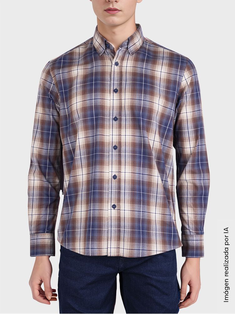 Camisa Cuadros Manga Larga para Hombre 36320