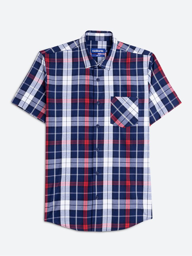 Camisa Casual Cuadros Manga Corta para Hombre 12460