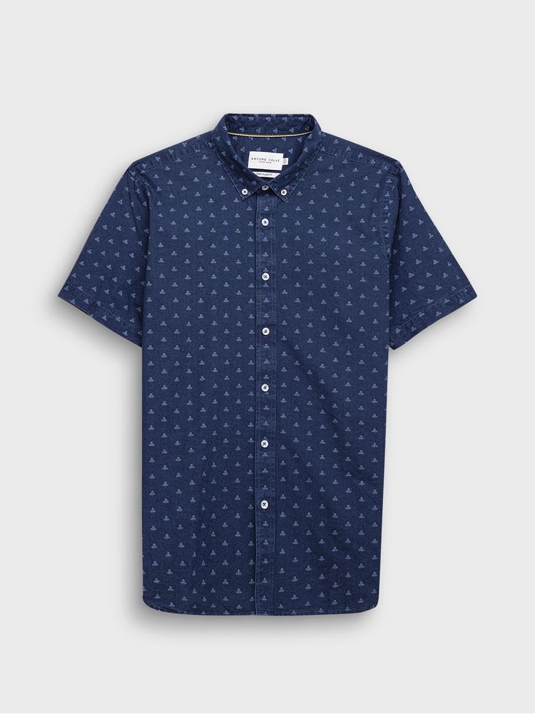 Camisa Denim Manga Corta para Hombre 36333
