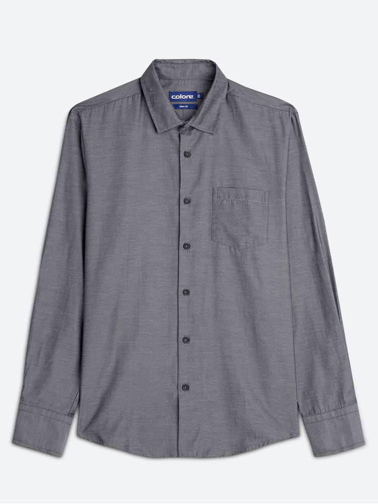 Camisa Casual Textura Manga Larga para Hombre 09622