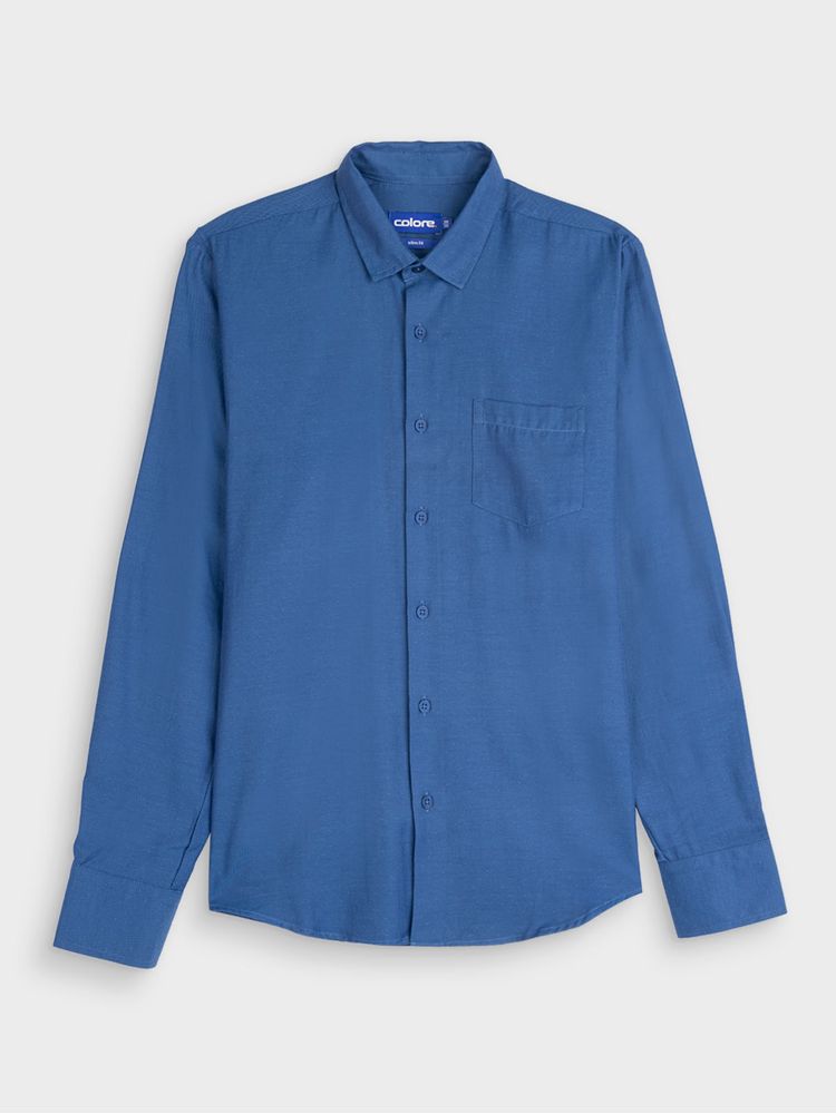 Camisa Casual Textura Manga Larga para Hombre 12468