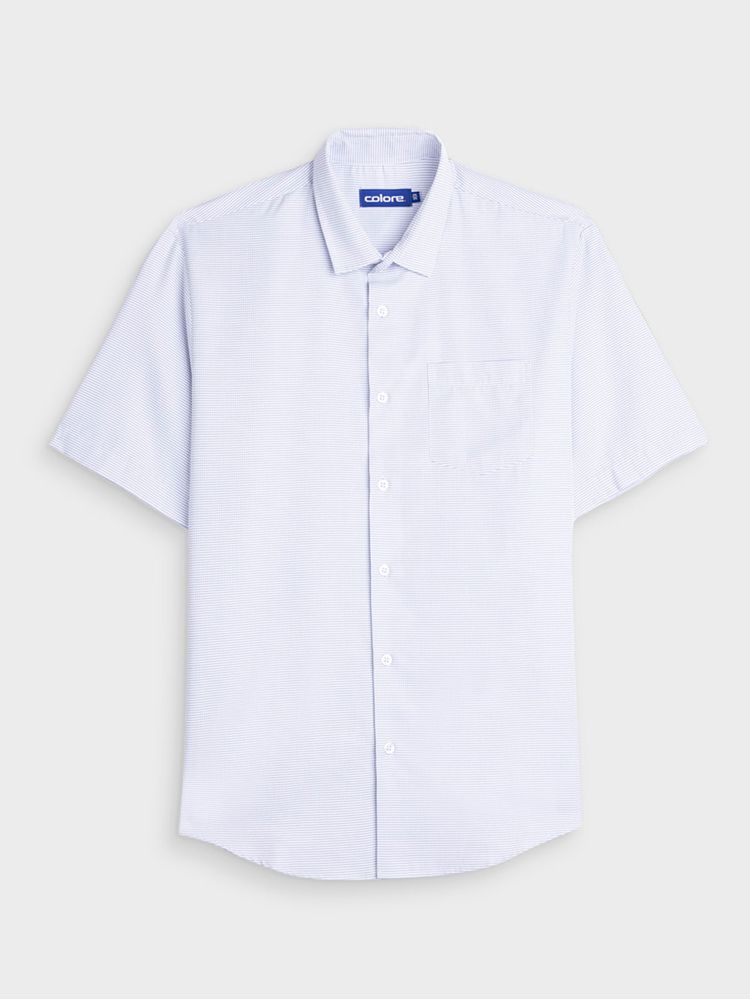 Camisa Casual Textura Manga Corta para Hombre 12207