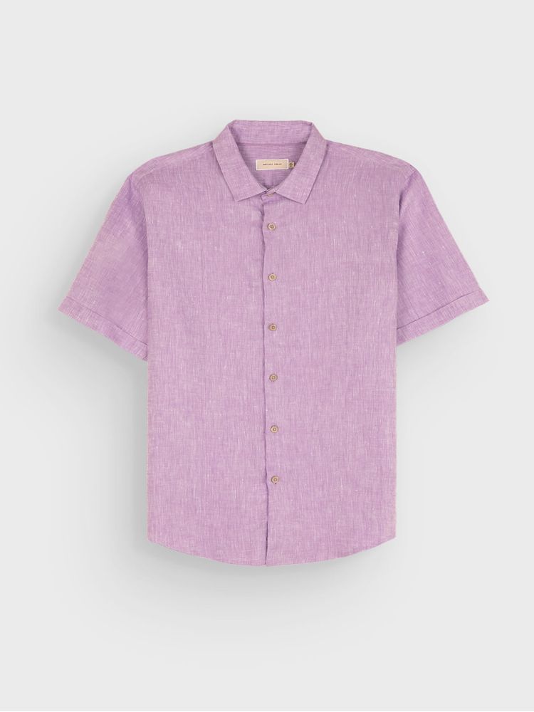 Camisa Lino Manga Corta para Hombre 38028