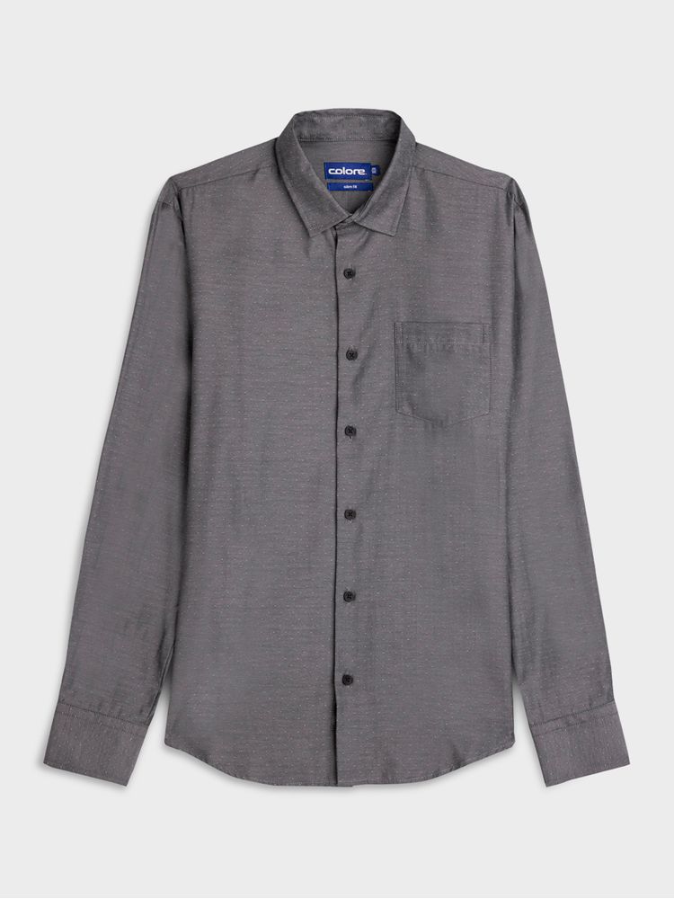 Camisa Casual Textura Manga Larga para Hombre 11695