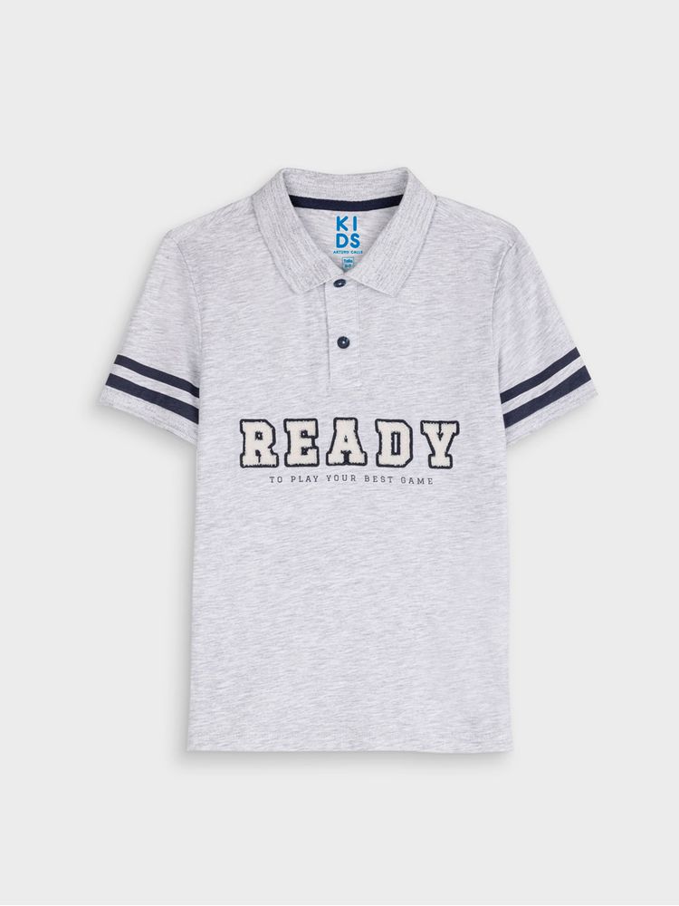 Polo Crema con Detalles en Azul para Niño 14560