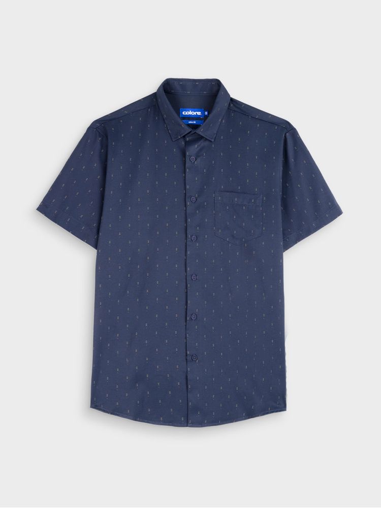 Camisa Casual Estampada Manga Corta para Hombre 12777