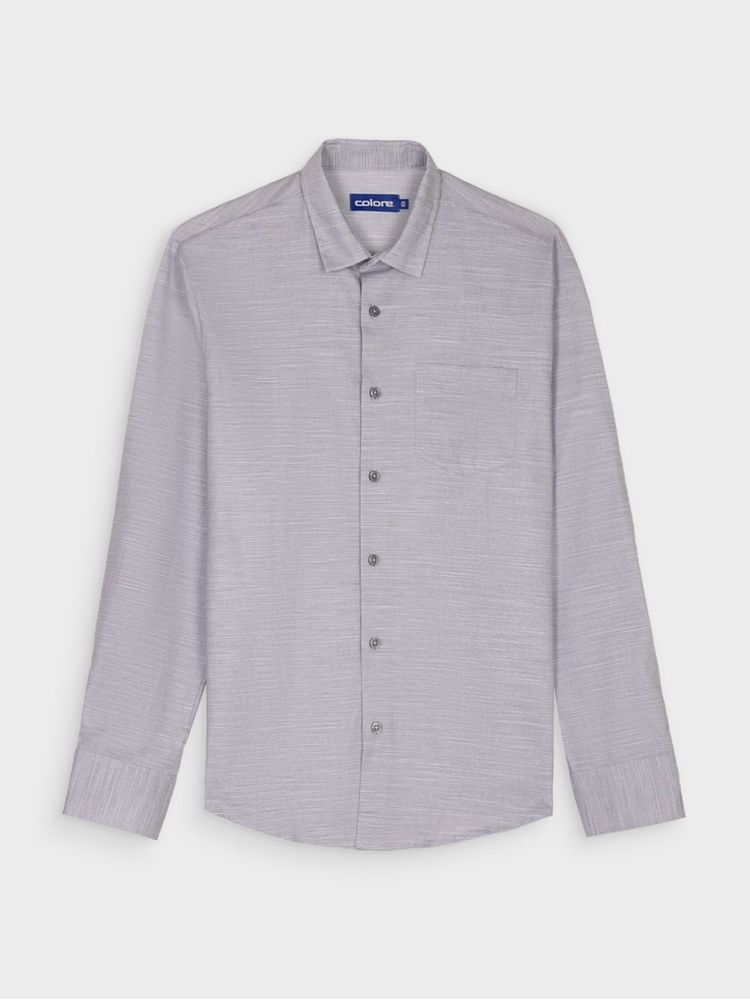 Camisa Casual Textura Manga Larga para Hombre 12966