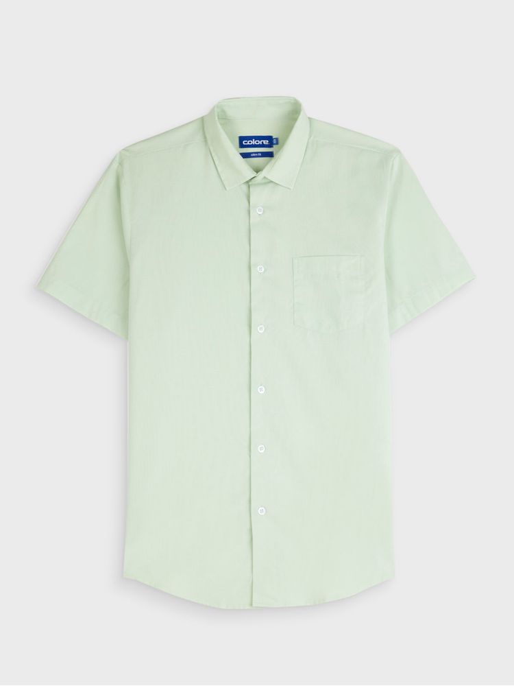 Camisa Casual Unicolor Manga Corta para Hombre 12776