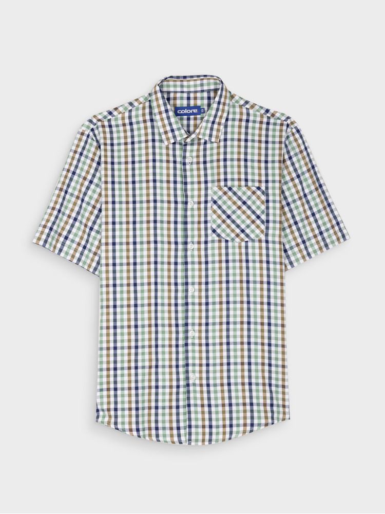 Camisa Casual Cuadros Manga Corta para Hombre 12866