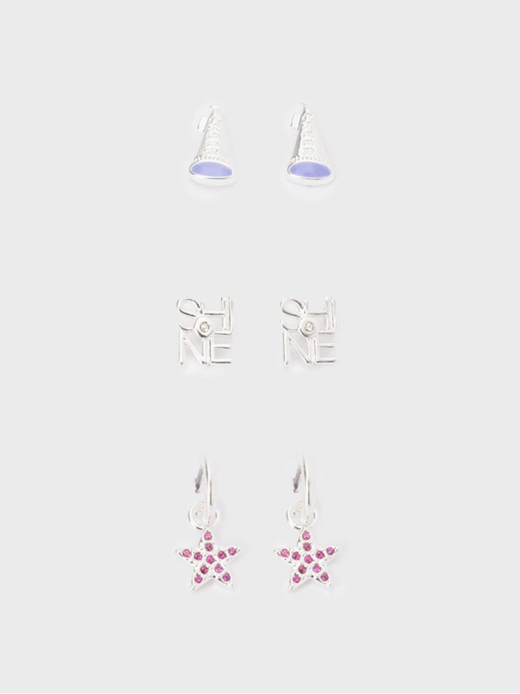 Set de Tres Aretes, con Baño en Oro para Niña 13994