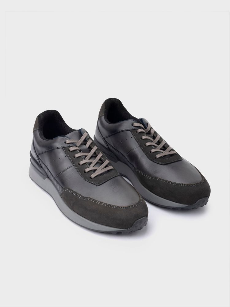 Tenis Casual de Cuero y Nobuck con Suela a Tono 38509