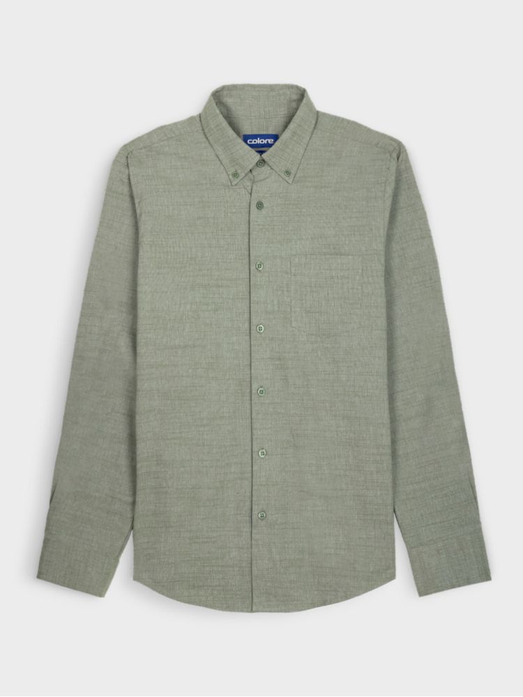 Camisa Casual Textura Manga Larga para Hombre 13625