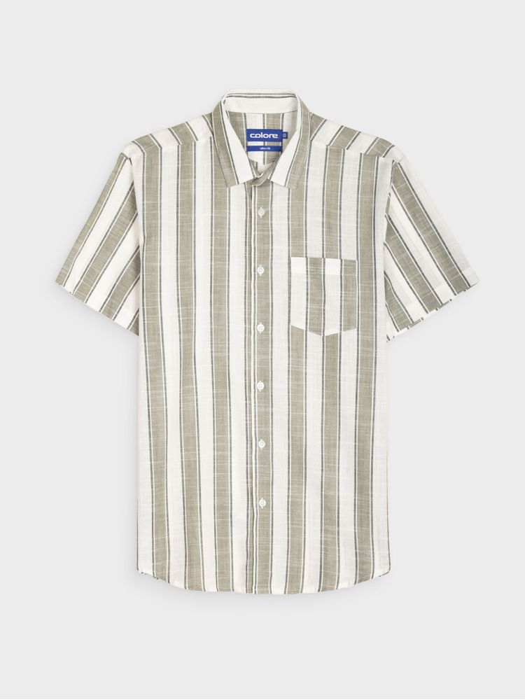 Camisa Casual de Rayas Manga Corta para Hombre 13106
