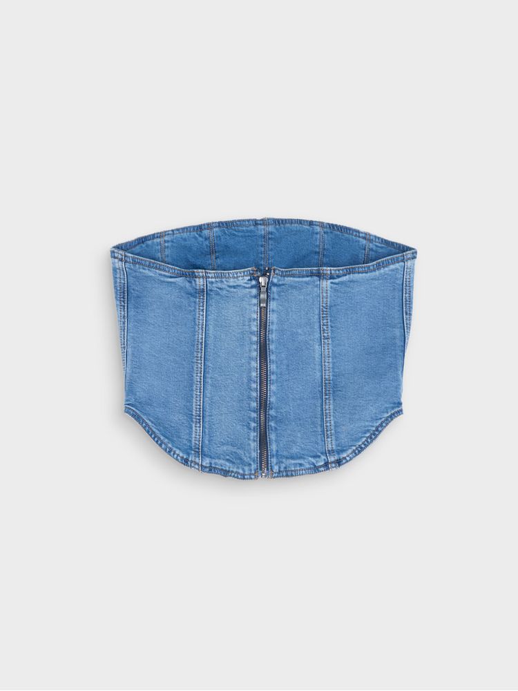 Blusa Strapless en Denim para Mujer 05554