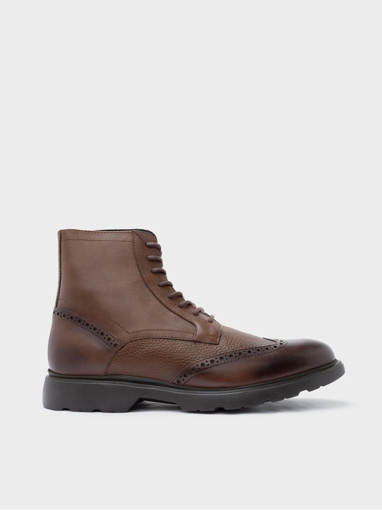 Bota Formal con Detalles Brogue Y Conratse de Texturas 38556