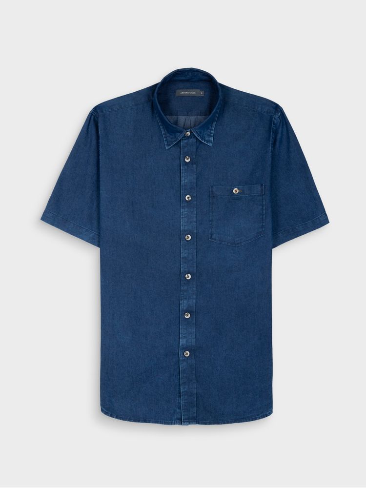Camisa Denim Manga Corta para Hombre 43308