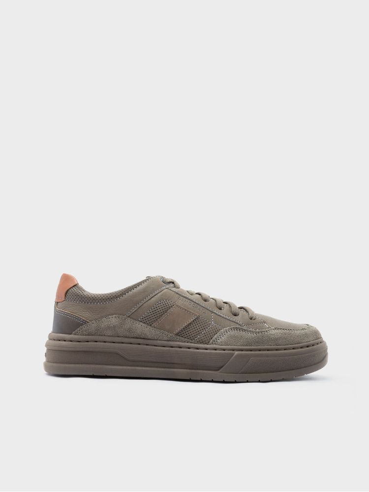 Tenis con Suela de Caja con Diversas Texturas Y Materiales en Cuero 45493