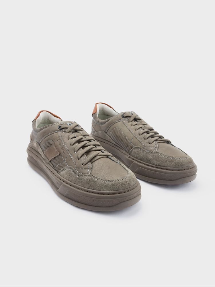 Tenis con Suela de Caja con Diversas Texturas Y Materiales en Cuero 45493